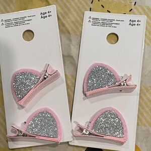 🎈🎈5 for $15🎈🎈Pink and Silver Glitter Hair Clips for Kids
